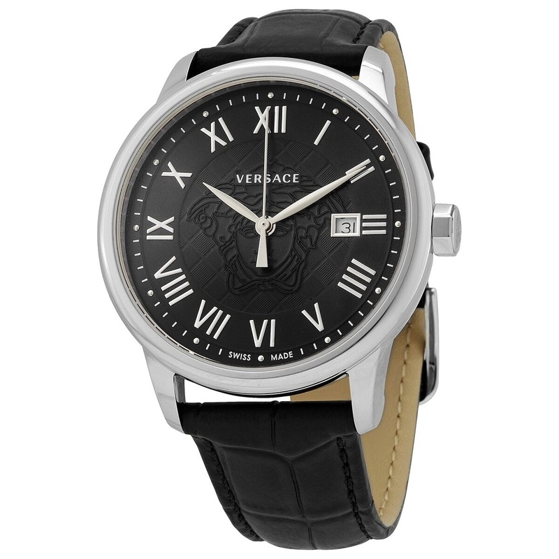 Versace Quartz Black Dial Black Leather Men’s Watch VEQS01618