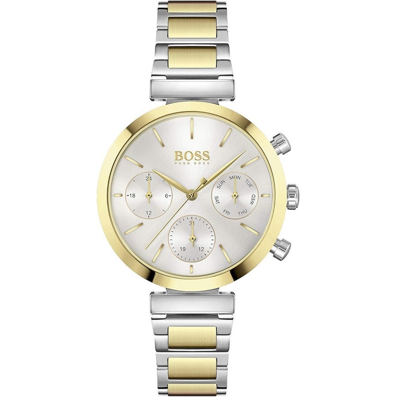 Hugo Boss Flawless Analogue Quartz Two tone Stainless Steel Strap Women’s Watch 1502550 36 White Stainless Steel