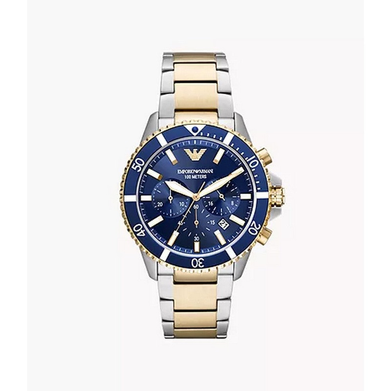 Emporio Armani AR11362 Watch 43 mm Blue Stainless steel case, leather strap