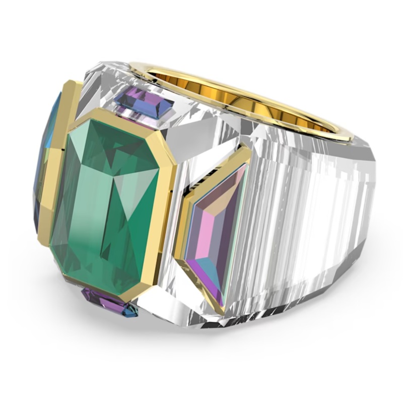 Swarovski Chroma Cocktail Ring Green and Gold 55