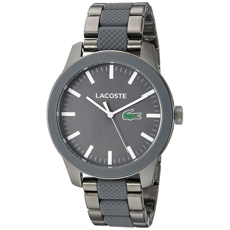LACOSTE 2010923 Gray Dial and Silcone Strap Men’s Watch 43 Grey Stainless Steel