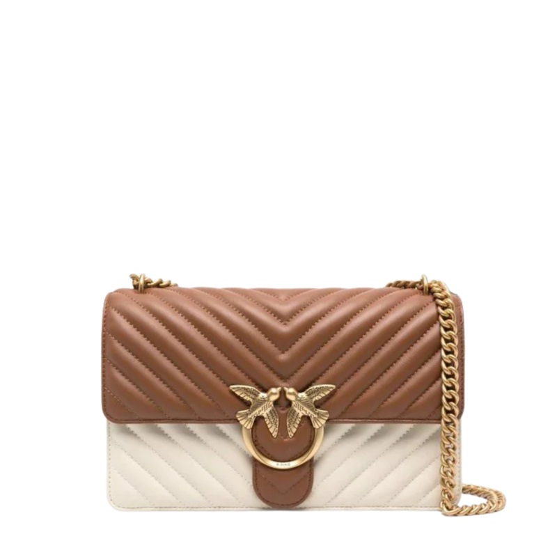 PINKO Crossbody Bag  White/Pink | Love One Classic DC  Chic & Stylish