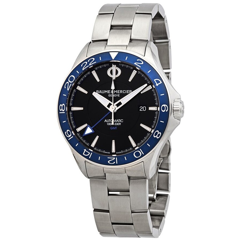 Baume et Mercier Clifton Club Automatic GMT Black Dial Men’s Stainless Steel Watch 10487