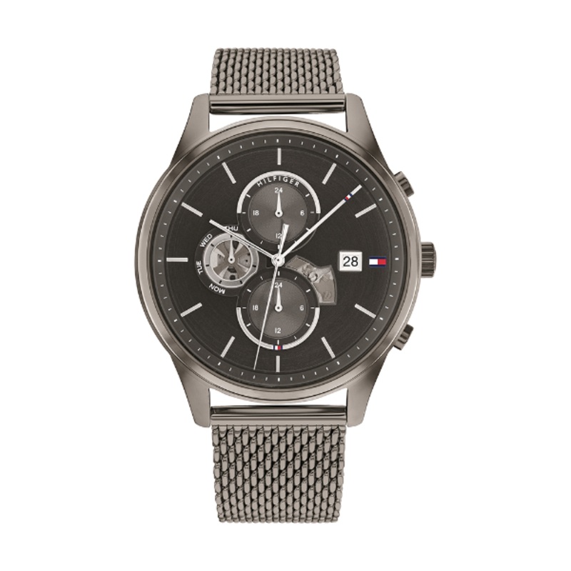 Tommy Hilfiger Weston Grey Mesh Bracelet Grey Dial Chronograph Quartz Watch for Gents – 1710506