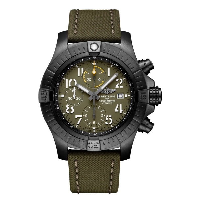 Breitling Avenger Green Leather Strap Green Dial Chronograph Automatic Watch for Gents – V13317101L1X1