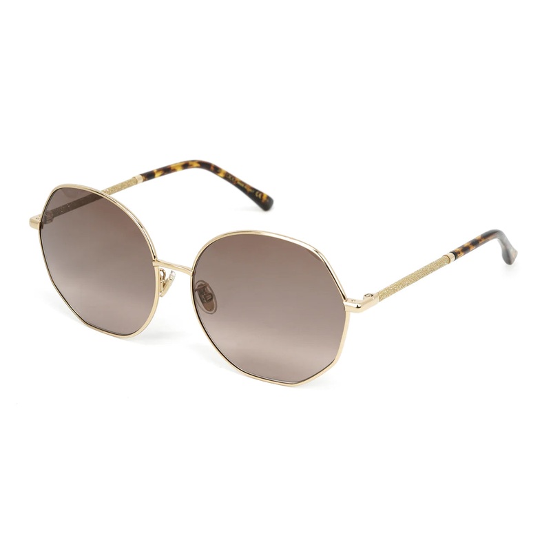 Jimmy Choo Women’s Sunglasses Oversized Round Gold/Brown CORAL/G/SK 06J