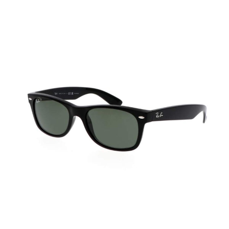 RayBan RB2132 901/58 New Wayfarer Classic Polarized  Gloss Black Frame / G15 Polarized Green Lens  55mm