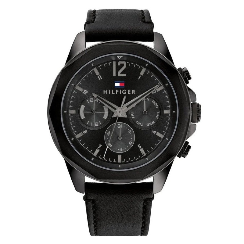 Tommy Hilfiger Multifunction Black Leather Men’s Watch | TH1792062