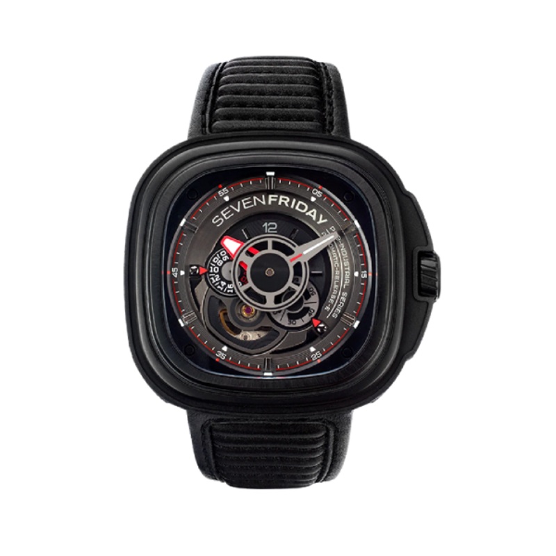 7Friday Black Leather Strap Black Dial Automatic Watch for Gents – P3B/01-G283