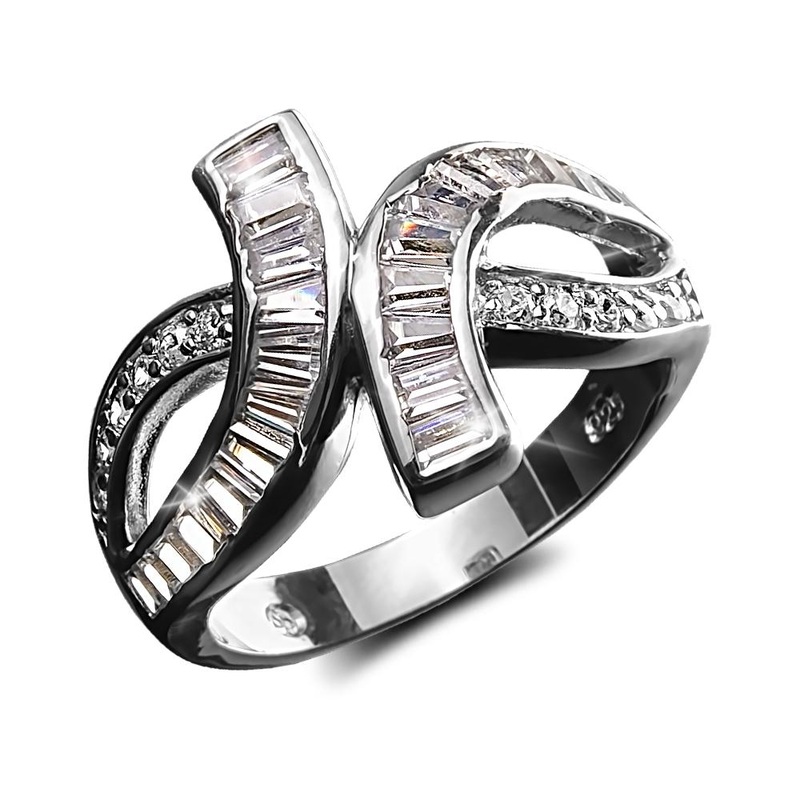 Baguette Twist Ring Rhodium 5