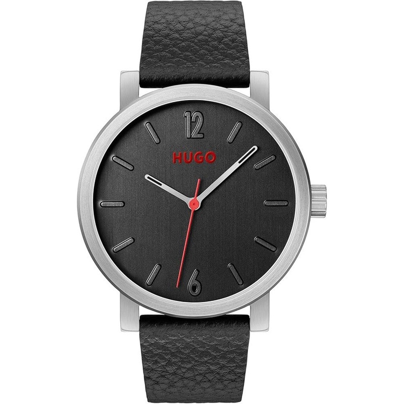 Hugo #RASE Men Watch, Analog 42 Black Stainless Steel