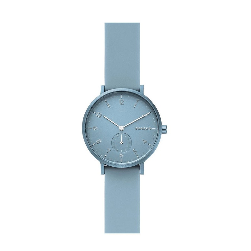 SKAGEN SKW2764 Aaren Kulor Sky Blue Silicone Unisex Watch 36 Blue Stainless Steel