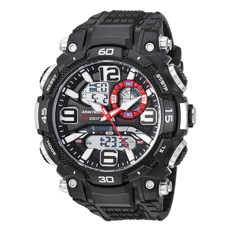 Armitron 20/5270BLK Dual Sports Analogue Digital Black Resin Strap Men’s Watch 53 Black Plastic