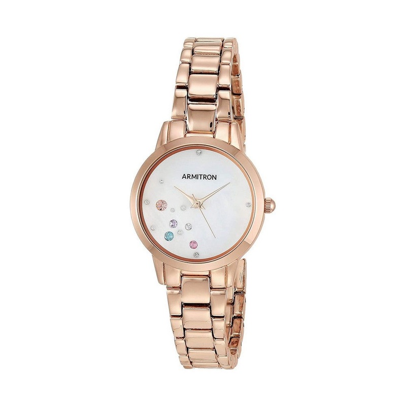 Armitron 75/5747MPCR Genuine Crystal Accented Women’s Bracelet Watch 28 White Stainless Steel