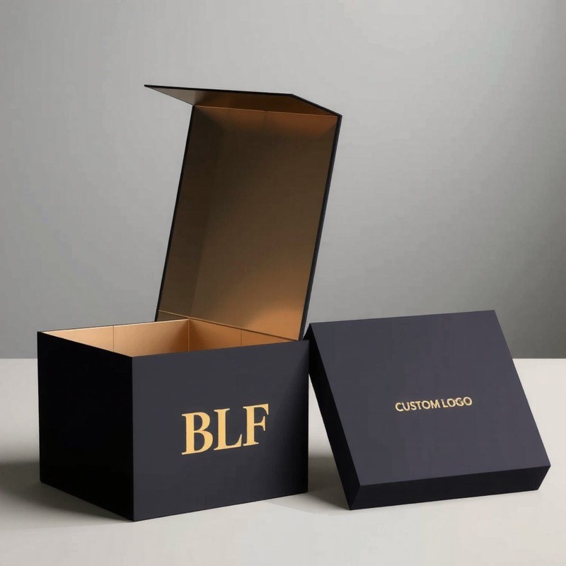 Custom Black Large Folding Magnetic Gift Box Luxury Foldable Rigid Cardboard Packaging Box Clothing Paper Box for Wedding Dress – Black Cardboard Box and Magnetic Gift Box price