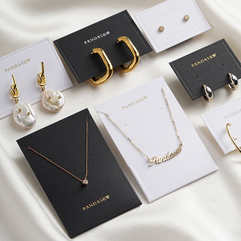 Pandasew Custom Logo Printed Jewelry Cards Necklace Earring Holder Punch Packaging Display Paper Cardstock Thank You Brand Card – Custom Printed Brand Cards and Hanging Tags for Jewelry price