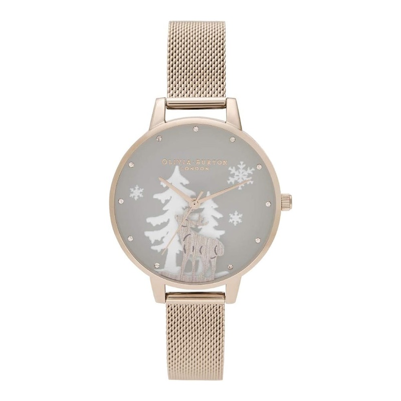 OLIVIA BURTON OB16AW01 Winter Wonderland Quartz Crystal Women’s Watch 30 Grey Stainless Steel