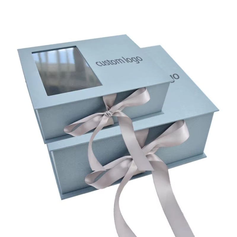 Transparent Window Folding Flower Packaging Ribbon Handle Magnet Gift Box – Magnet Gift Box and Handle Magnet Gift Box price