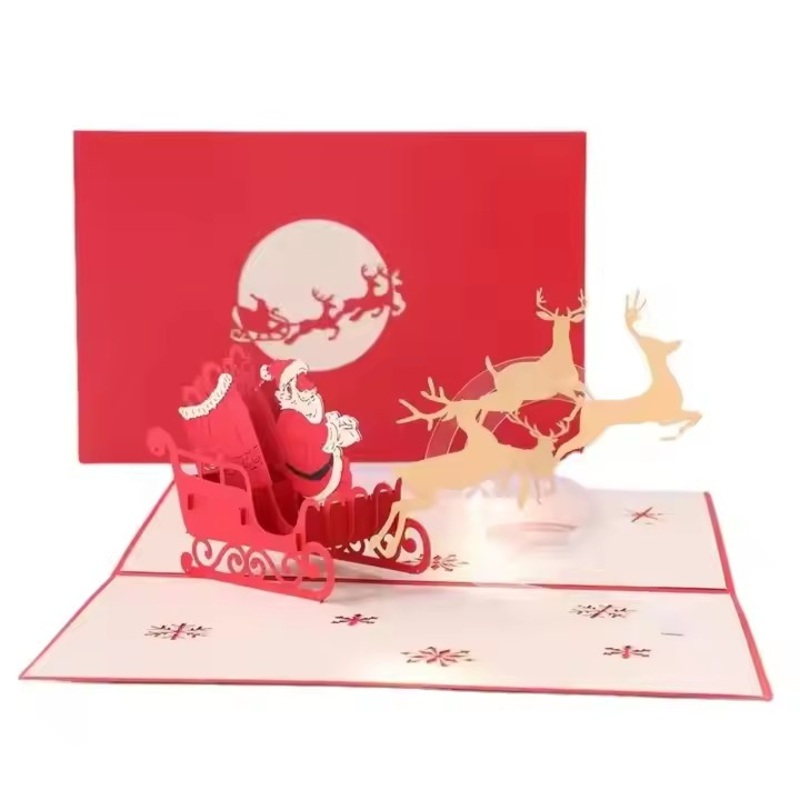 Wholesale Custom Printed Santa Claus 3D Pop-up Card Recycled Cardboard Merry Christmas Greeting Video Card Eco-Friendly – Thank You Card and Greeting Card price