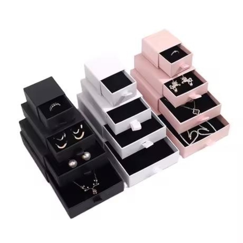 Custom Logo Printed Elegant Drawer Box Pendant Stud Ring Gift Box Unique Jewelry Packing Box – Paper Box and Folding Box price