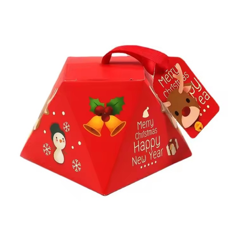 Factory Wholesale Merry Christmas New Year Party Gift Candy Packaging Full Color Printing White Card Paper Box Handle Box Folder – Packaging Box and Folding Box price