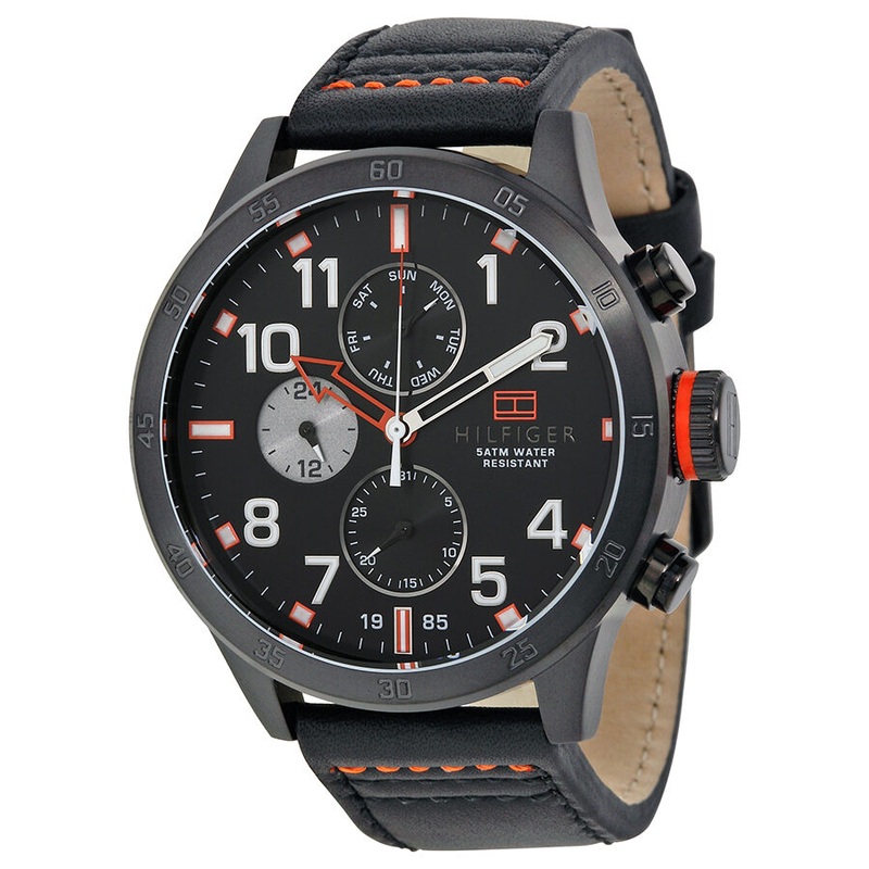 Tommy Hilfiger Multi-Function Black Dial Black Leather Men’s Watch 1791136