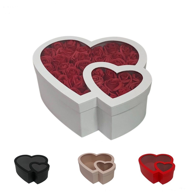 Valentines Day Heart Flower Box Transparent Hollow PVC Window Flower Gift Box – Heart Flower Box and Luxury Gift Box price