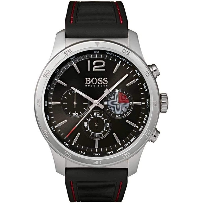 Hugo Boss Chronograph Quartz Silicone Strap Men’s Watch 1513525 42 Black Stainless Steel