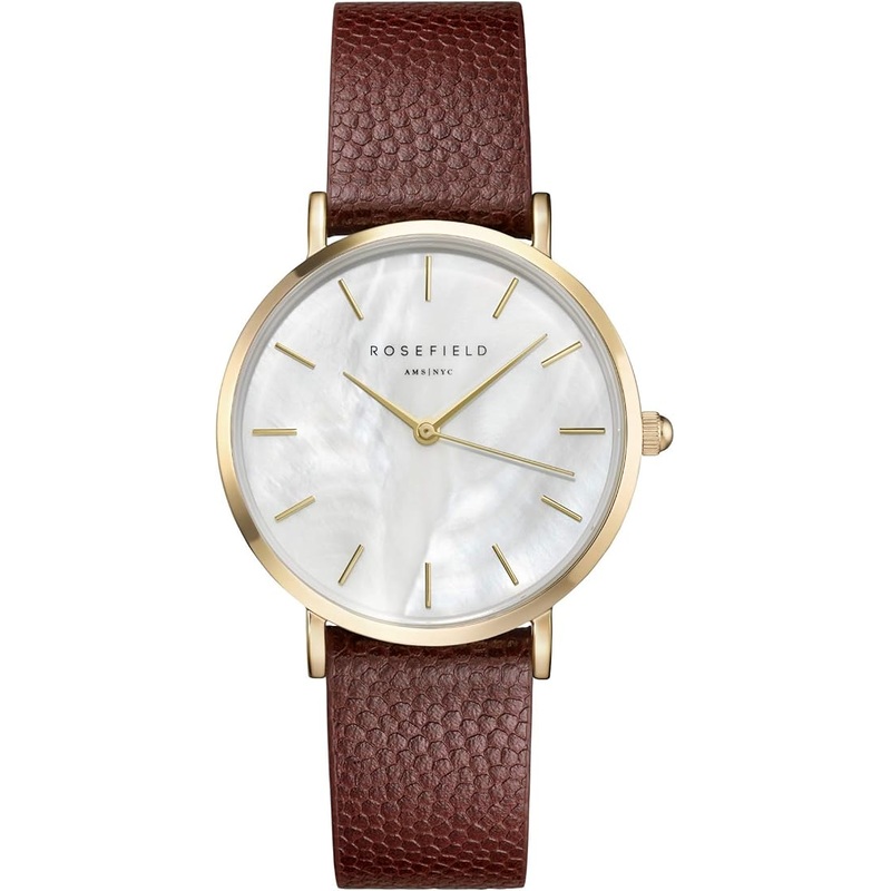 Rosefield UWCCSG-U27 Upper East Side White Dark Brown Caviar Gold Women’s Watch 33 Brown Stainless Steel