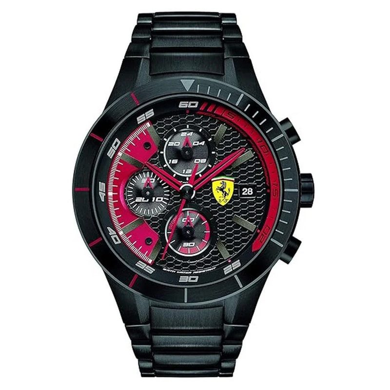 SCUDERIA Ferrari 0830264 RedRev Evo Chrono Quartz Men’s watch 46 Black Metal Bracelet