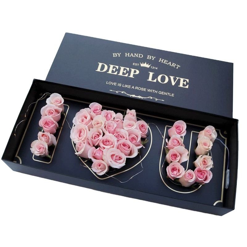 Deep Love Black Rectangular Flower Packing Box Bouquet Gift Box Packing Valentines Day – Gift Box and Flower Arrangement Box price