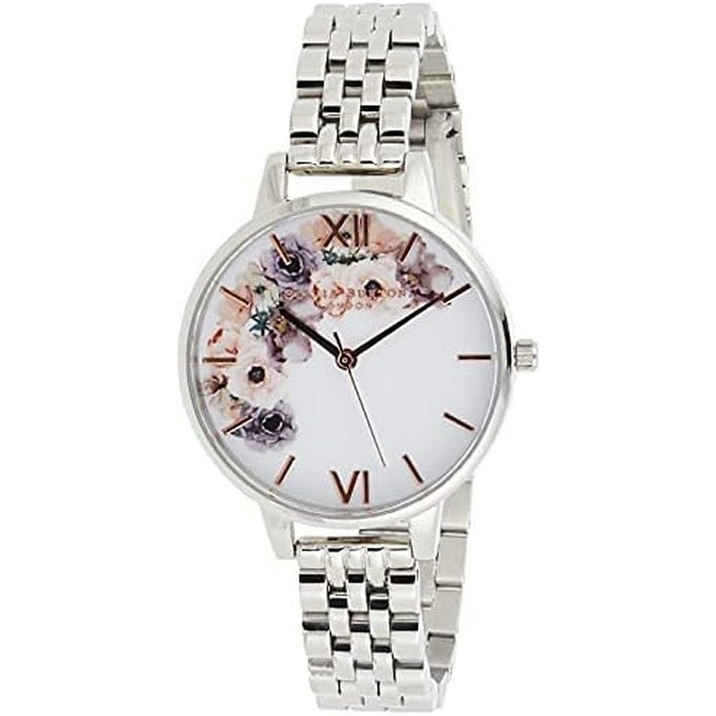 OLIVIA BURTON OB16EX127 Watercolour Floral White Dial Women’s Watch 34 White Stainless Steel
