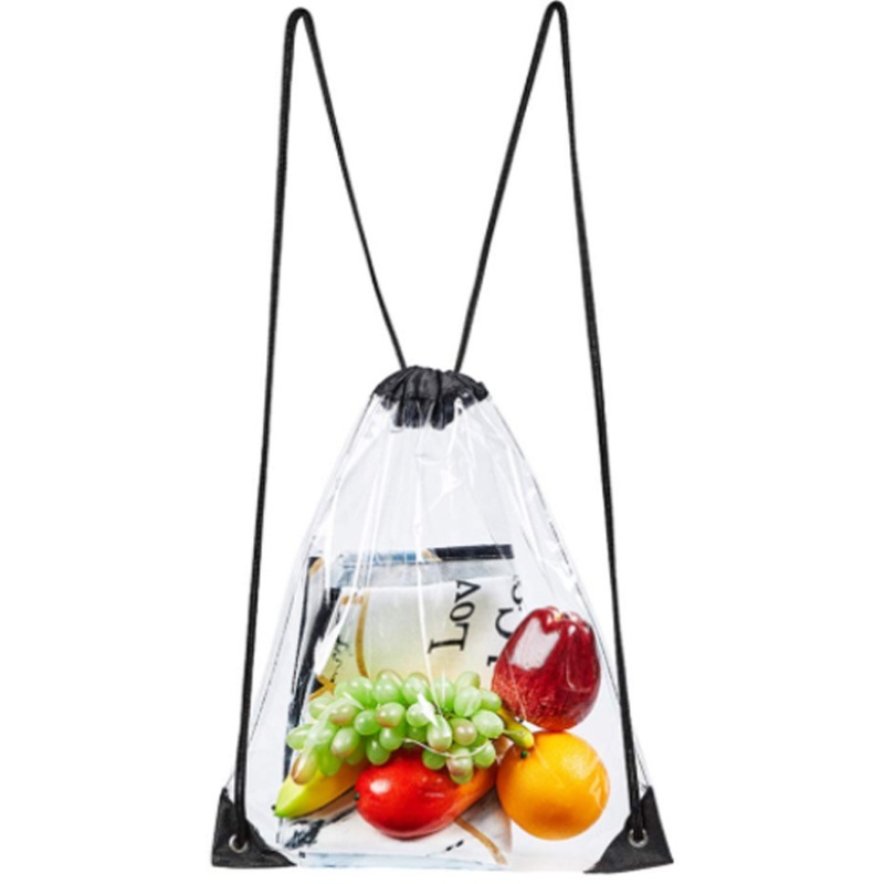 Custom Printed Logo Clear PVC Drawstring Backpack Bag High Quality Promotional Transparent Plastic Laundry Ladies Gift Bag PVC Shoe Bag – Plastic Bag and Bag price