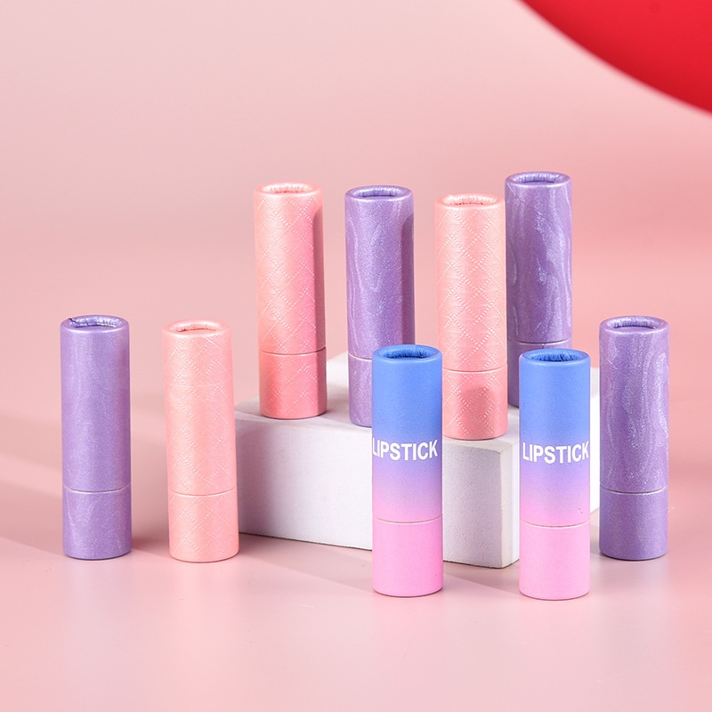 Custom Printed Recyclable Round Cardboard Push up Lipstick Packaging Box Container Empty Kraft Paper Lip Balm Tube – Perfume Bottle Box and Cosmetic Box price