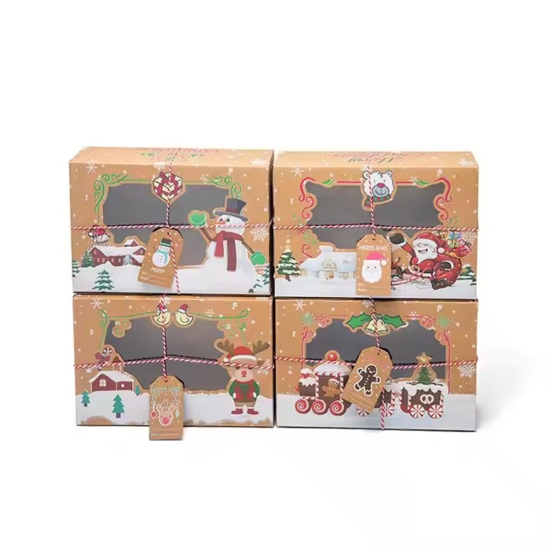 Wholesale Floding Christmas Ribbon Gift Box Kraft Paper with UV Coating Window Promotion Packaging for Christmas Decorations – Packaging Box and Folding Box price