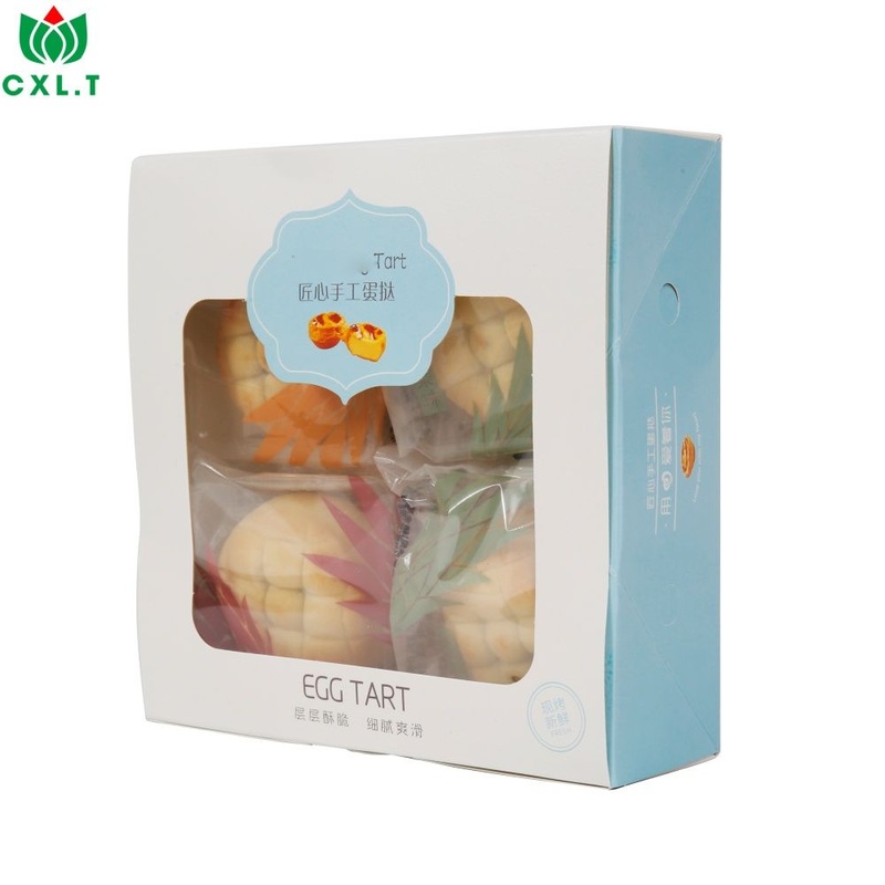 Custom Design Egg Tart Take Away Recyclable Folding Printed Cake Dessert Window Paper Box Food Packaging – Food Packaging and Box Packaging price