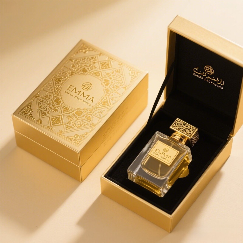 Custom Golden Islamic Perfume Bottle with Box Set Gift Packaging – Arabic Perfume Box and Perfume Box with Bottle price
