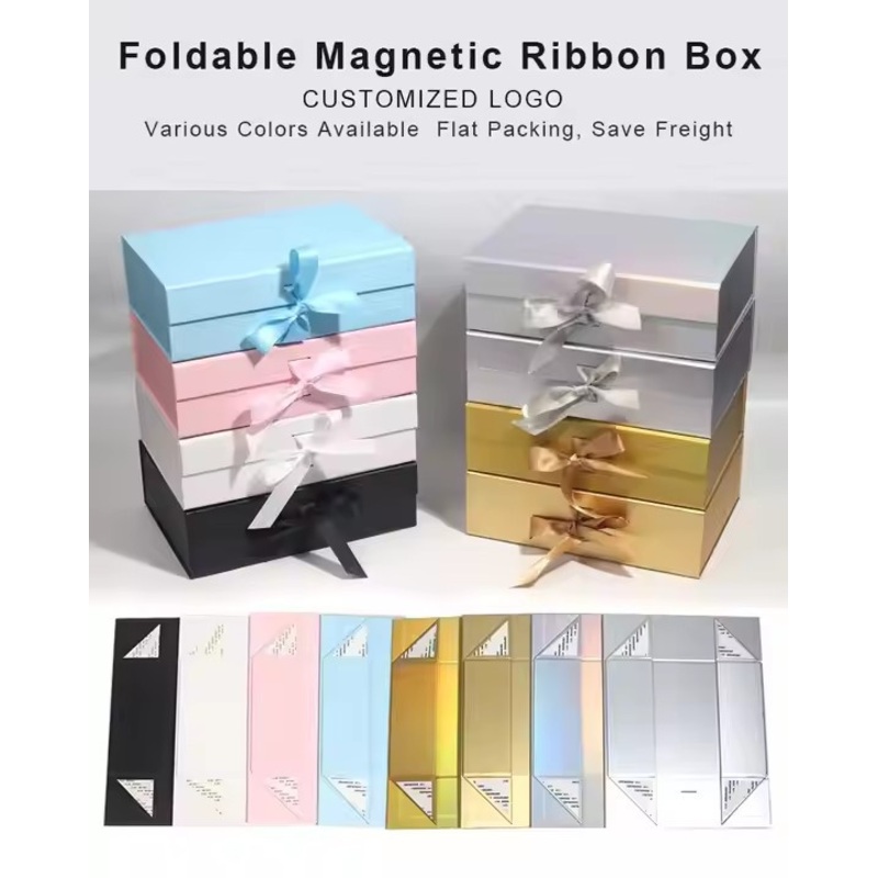Factory Cheap Price New Holographic Stamping Custom Magnetic Rigid Foldable Packaging Gift Box with Ribbon – Packaging Box and Magnetic Gift Box price