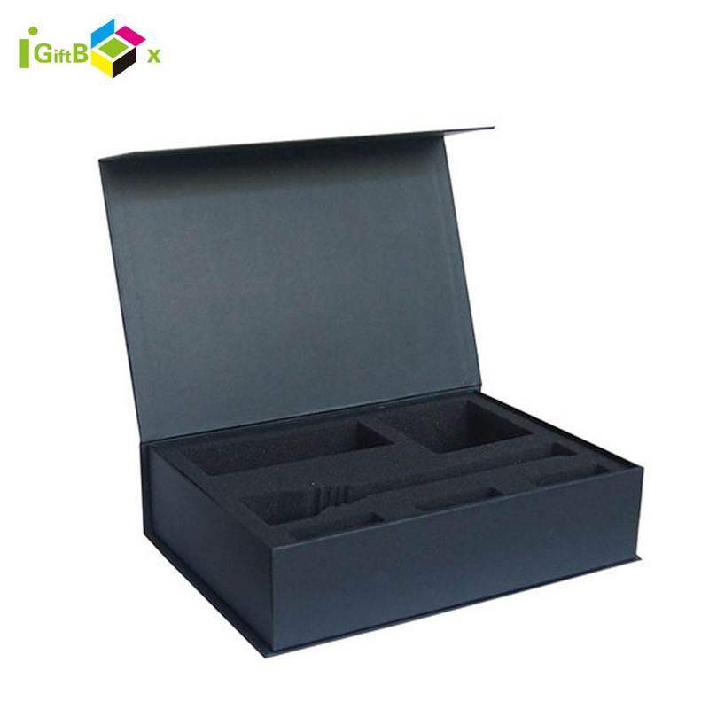 Luxury Black Custom Logo Magnetic Closure Paper Cardboard Gift Box Product Packaging Design Package Packaging Packing Custom Box with EVA Foam Insert – Custom Box and Packing Box price