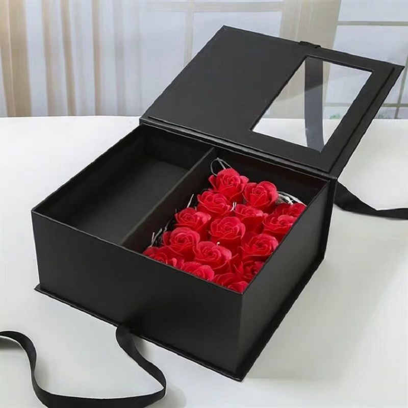 Luxury Magnetic Ring Transparent Flower Rose Cake PVC Bag Wedding Blind Valentines Day Chocolate Birthday Party Jewelry Packaging Gift Makeup Perfume Box – Perfume Box and Gift Boxes price