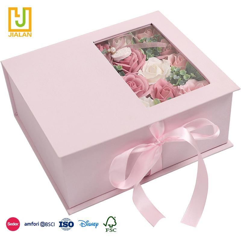 Wholesale Valentines Day Perfume Lipstick Roses Flip Top Cosmetics Coated Cardboard Packaging Ribbons Flower Lipsticks Carton Packaging Window Gift Paper Box – Storage Box and Paper Gift Box price