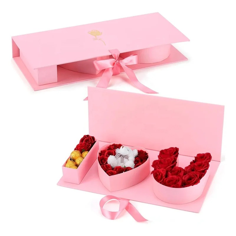 Custom Design I Love You Flower Box Packaging for Rose Box – Flowers Hamd Made Valentines Day Gift and Rose Head Flower Box Gift price
