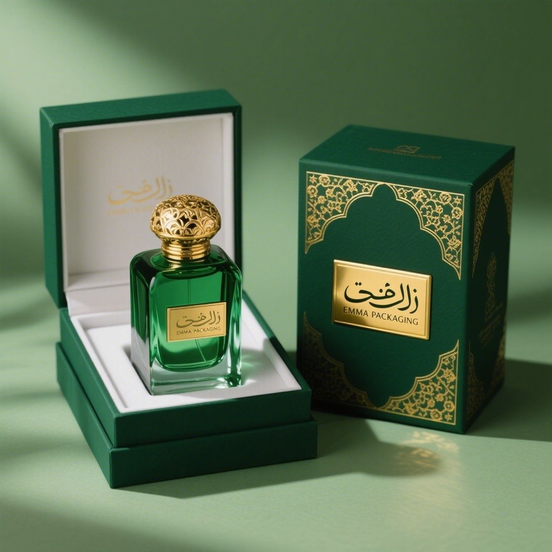 Custom Logo Green Islamic Perfume Empty Bottle with Box Set – Arabic Perfume Box and 8ml Perfume Box price