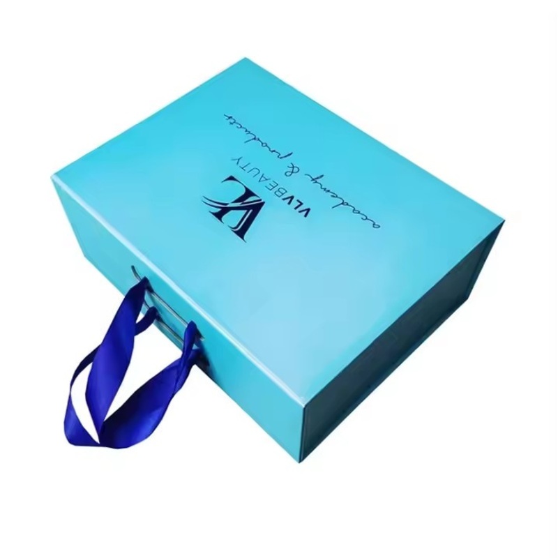 Hot Selling Luxury Foldable Custom Recyclable Cosmetic Clothes Wig Perfume Folding Boxes Magnetic Gift Box with Ribbon Handle – Custom Gift Box and Magnetic Packaging Box price