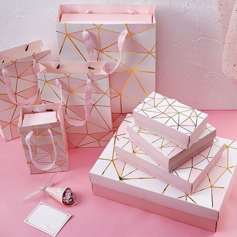 Valentines Day Set Folded Ivory Paper Cosmetic Perfume Pink Raffia Easy Transportation Fashion Lovely Design Birthday Party Festival Gift Packaging Paper Box – Gift Box and Custom Box price