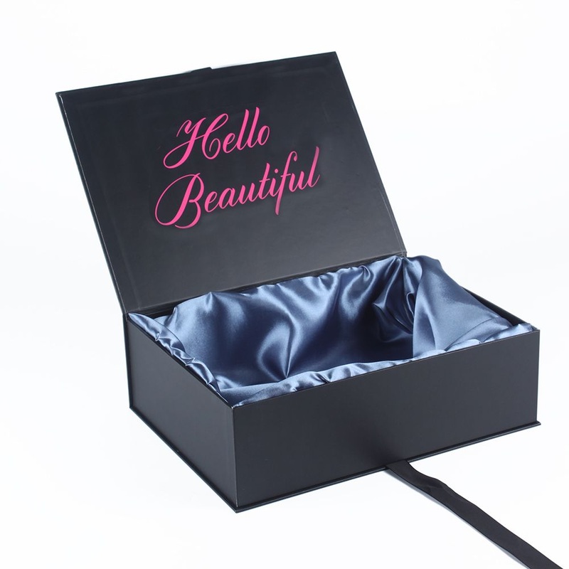 Wholesale China Custom Folding Magnetic Packaging Satin Human Weave Hair Extension Boxes, Luxury Gift Paper Storage Packing Box with Ribbon for Wig Accessories – Packaging Box and Paper Box price