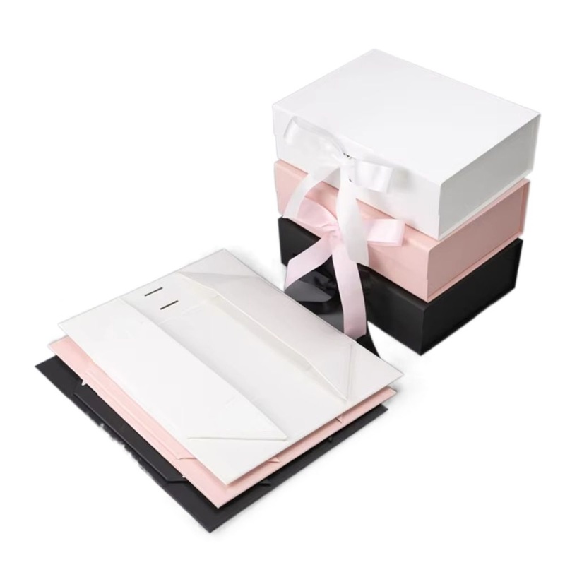 Wholesale Multi-Color Rigid Gift Boxes  White, Pink & Black Styles with Satin Ribbon Detail  Versatile Packaging for Luxury Gifts – Luxury Magnetic Closure Gift Box and Magnetic Closure Box price