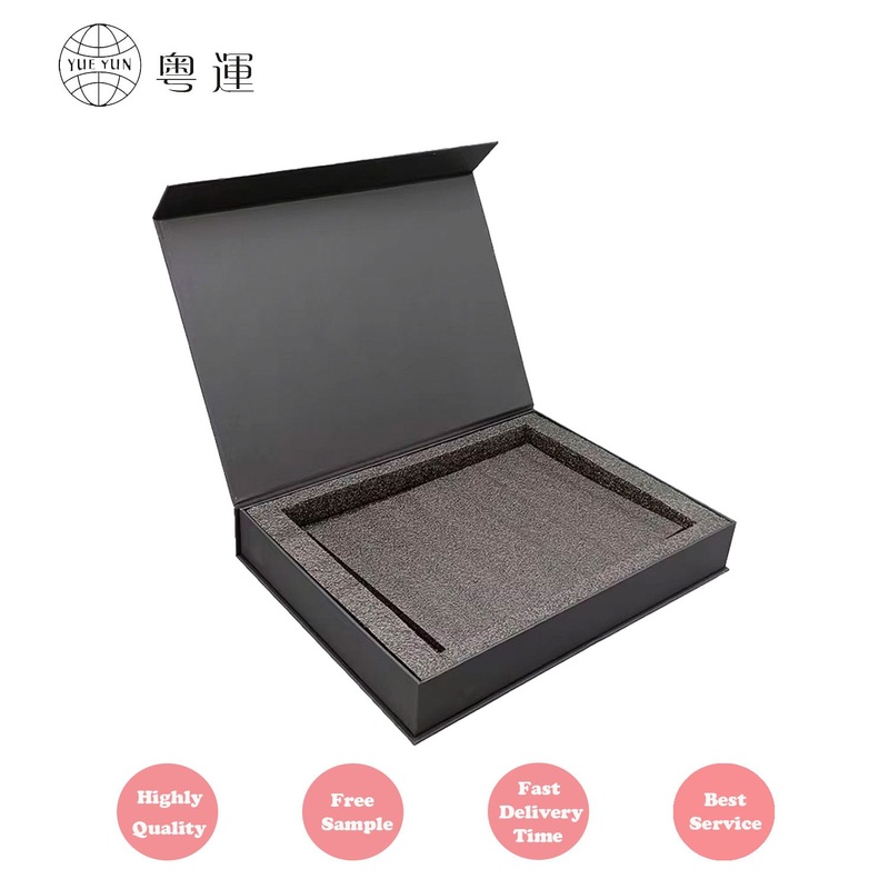 Customized Deluxe Flap Cardboard Black Paper Magnetic Gift Box Packaging with Foam Inner Tray – Flip Box and Gift Box price