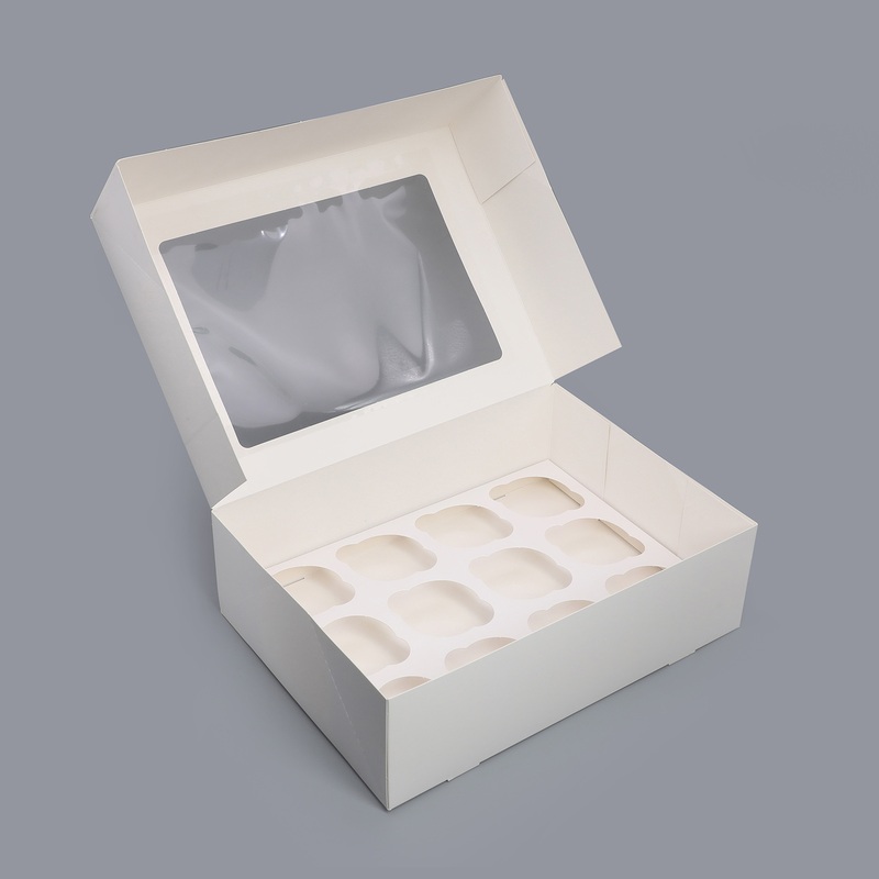 Customized Logo Printed White 2/4/6/12/24 Holes 350GSM Food Grade Easy Assemble Gift Flower Cupcake Box with Window – China Supplier and Cake price