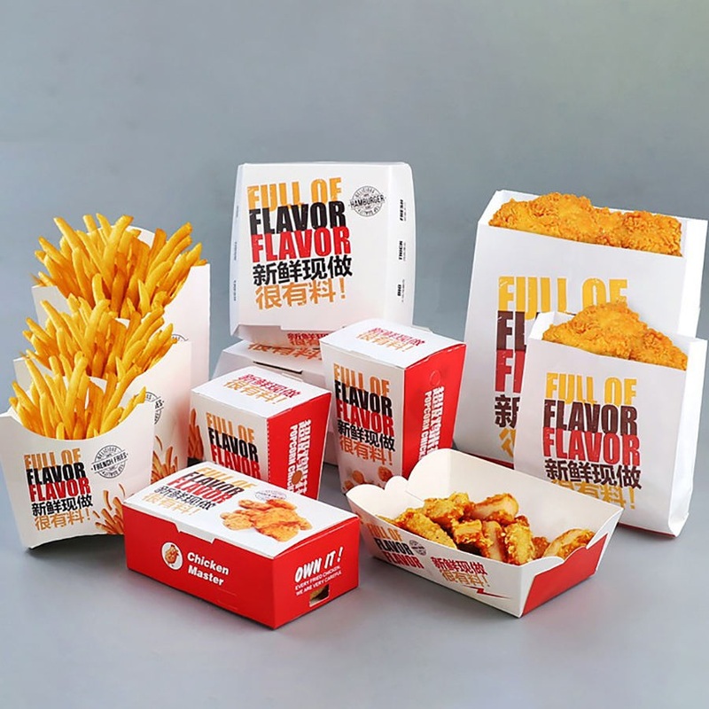 Food Grade Cardboard Kraft Food Box Wholesale Fried Chicken Chips Restaurant Snack Paper Food Box – Grease Proof Fried Chicken Box and Custom Hamburger Fried Chicken Wing Paper Box price